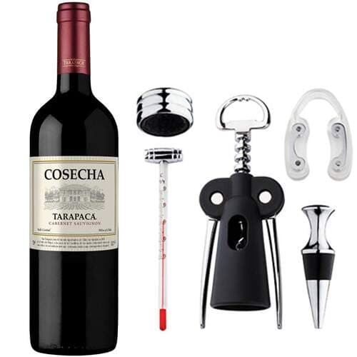 Vinho Cosecha Tarapacá Cabernet Sauvignon 750ml + Conjunto para Vinho Miss 5pçs Euro Home
